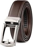 WERFORU Leather Ratchet Dress Belt for Men Perfect Fit Waist Size Up to 50 Inches with Automatic Buckle,02Style 1 - Coffee,Suit Pant Size 30-44 Inches