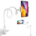 GRSTREE Phone Holder for Bed,360 Flexible Lazy Tablet Holder for Bed,with Adjustable 39.4" Long Arm Clamp Bracket Mount Phone Stand for 4.7~10.5" iPhone/iPad Air/Pro/mini/Tablet/Switch (White)