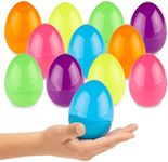 PREXTEX 3.5” Unfilled Easter Eggs, 12 pcs - Empty Plastic Eggs Fillable with Candy, Presents for Toy Basket - Easter Decorations, Toy Egg Basket - Boys and Girls