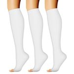 CHARMKING Compression Socks for Women & Men Circulation (3 Pairs) 15-20 mmHg is Best Athletic for Running, Flight Travel, Crossfit, Cycling, Pregnant - Boost Performance, Durability (L/XL, White)