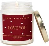 Sweet Water Decor Love You Scented Candles - Soy Candles with Fresh Lavender, Geranium, Warm Mahogany and Earthy Teakwood - Candle Wax with 40 Hours Burn Time - 9Oz Gold Lid Clear Jar Wax Candle