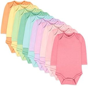 HonestBaby 10-Pack Long Sleeve Bodysuits One-piece 100% Organic Cotton for Infant Baby Boys, Girls, Unisex, Rainbow Girl