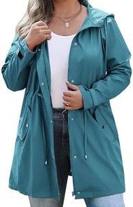 IN'VOLAND Plus Size Raincoat Women Waterproof Long Hooded Rain Jaket Windbreaker Travel Jacket with Pockets