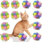 AQSXO 2 Inches Cat Toy Balls with Bell, Colorful Soft Fuzzy Balls, Cat Toys for Indoor 12 Pieces.