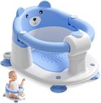 Baby Bath Seat for Babies 6 Months & up, Non-Slip Toddler Bath Seats for Babies Sitting Up, Safe Infant & Newborn Bathtub Chair with 4 Suction Cups & Soft Cushion for Shower,Blue