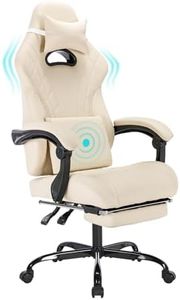 segedom Gaming Chairs High Back Massage Game Chair with Footrest Computer Reclining Chair with Headrest and Lumbar Support for Big and Tall PVC Leather Gaming Chair for Adults(Beige)