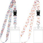 Zonon 2 Set Lanyard with Card Holder, Neck Strap Flowers Lanyard and Waterproof Transparent Badge Holder for ID Card, Office Supplies(Boho Style)