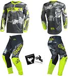 MX Outfit O'Neal Element Camo Neon Yellow Men (W32/Large) Protective Jersey Pants riding bundle motocross MX off-road dirt bike package