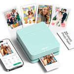 Nelko Photo Printer, PP01 Color Portable Mini Photo Printer, Instant Smartphone Inkjet Sticker Printer, Sticky-Back Photos, for iOS & Android, Picture Printer for Christmas, Fun Editing App, Green