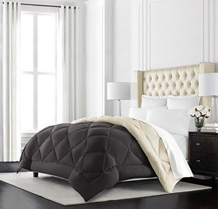 Beckham Hotel Collection Goose Down Alternative Reversible Comforter - All Season - Premium Quality Luxury Comforter - Twin/Twin XL - Brown/Cream