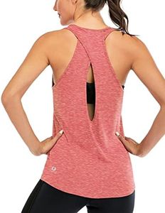 ICTIVE Womens Cross Backless Workout Tops for Women Racerback Open Back Shirts Athletic Sleeveless Clothes Coral XL