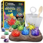 NATIONAL GEOGRAPHIC Mega Crystal Growing Kit for Kids- Grow 8 Vibrant Crystals Fast (3-4 Days), with Light-Up Display Stand and Real Gemstones, Crystal Making Science Kit (Amazon Exclusive)