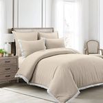 Lush Decor Rosalie Cottage Core Embellished Lace 5 Piece Comforter Set, Neutral, Full/Queen