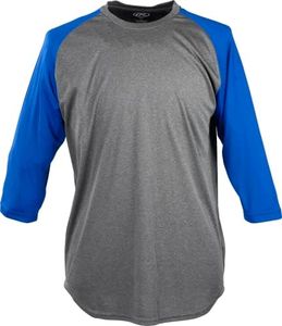 Rawlings Mens 3/4 Sleeve Shirt, Graphite/Royal, Large US