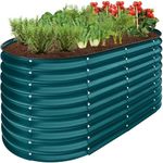 Best Choice Products 4x2x2ft Outdoor Metal Raised Garden Bed, Oval Deep Root Planter Box for Vegetables, Flowers, Herbs, and Succulents w/ 101 Gallon Capacity, Rubber Edge Guard - Peacock Blue