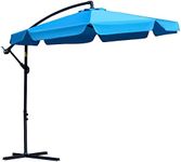 Outsunny 9FT Offset Hanging Patio Umbrella Cantilever Umbrella with Easy Tilt Adjustment, Cross Base and 8 Ribs for Backyard, Poolside, Lawn and Garden, Blue
