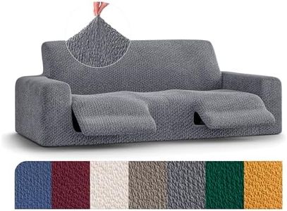 PAULATO BY GA.I.CO. Recliner Sofa Cover - Reclining Couch Slipcover - Soft Polyester Fabric Slipcover - 1-Piece Form Fit Stretch Furniture Protector - Velvet Collection - Grey (Recliner Sofa)