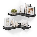 VASAGLE Floating Shelves, Set of 2, L-Shaped Corner Shelves for Wall, Corner Wall Shelf, Industrial Style, for Living Room, Bedroom, Kitchen, Black LLS831B22