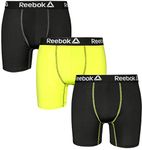Reebok Mens 3 Pack Performance Anti-Microbial Boxer Briefs, Black/Lime/Black, Medium'