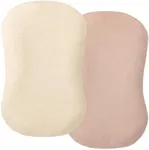 Deppon Muslin Baby Lounger Cover 2 Pack, Organic Cotton Removable Slipcover for Newborn Lounger, Soft and Breathable Infant Lounger Cover for Boys Girls, Beige & Blush