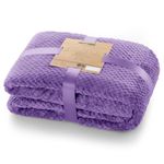 DecoKing 220x240 cm Scandanavian Style Blanket Bedspread Cover Microfibre Fleece Soft Smooth Cuddly Cosy Violet Purple Henry