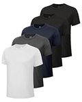 BOOJO 5 Pack Workout Mens Shirts - Quick Dry Causal Moisture Wicking Work Gym Athletic Short Sleeve for Basketball Running