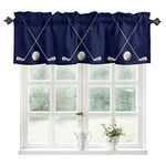 Golf Valances for Windows, Kitchen Curtain Valances Rod Pocket Living Room Short Window Valance Home Decor Window for Bathroom Bedroom Cafe 54X18 inch Ball Sports Theme Golf Clubs Blue Background