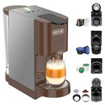 KOTLIE Multifunctional 5in1 Espresso Machine, 19Bar Pressure Single Serve Coffee Maker for NES* Original/Dolce Gusto/K cup/Ground Coffee/illy 44mm ESE, Cold&Hot Brew, Level 7 watervolume (AC-513HF)