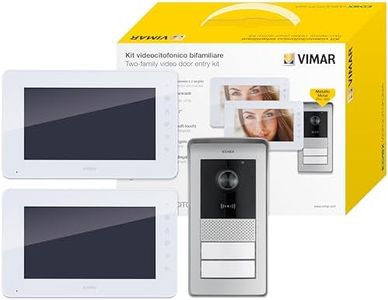 VIMAR K42931 Double Family Video Door Phone Kit Capacitive Keypad Video Door Phone Door Phone with 2 Buttons 2 x 40103 Power Supply 4 Way Bus Distributor Fixing Brackets