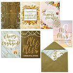Wedding Greeting Cards - 36-Pack, 6 Rustic Designs Bulk Greeting Cards and Envelopes for Wedding, Engagement, Bridal Shower, Congratulations to Newlywed, Bride and Groom, Mr. and Mrs, 5 x 7 Inches