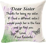 LIPOR Sister Gift Thanks for Being My Sister If I Have A Different Sister I Would Punch Her in The Face and Go Find You Cotton Linen Square Throw Waist Pillowcase Decorative Cushion Cover 18"x 18"