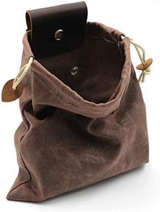 Foraging Bag,Mushroom Foraging Bag Waxed Canvas Tinder Waterproof Small Leather Pouch Hunting Bag Fanny Pack for Dog Training Bushcraft Belt (Brown)