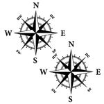 2 Pcs Compass Car Stickers Waterproof Vinyl Decals for All Motorhome Truck Van Car Bumper Decal 15cm*15cm Matt Black