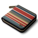 DailyObjects Mustard Stripey Red Women's Zip Wallet | Made with Vegan Leather | Carefully Handcrafted | Holds up to 8 Cards | Slim and Easy to Fit in Pocket | Coin Pocket with Button Closure