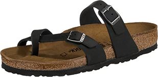 Birkenstock Womens Mayari Strappy Oiled Leather Fashion Summer Sandals - Black - US7/EU38