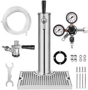 TMCRAFT Kegerator Tower Kit, Single Tap Beer Conversion Kit, Stainless Steel Beer Tower with Dual Gauge CGA-320 Regulator & D-System Keg Coupler for Bars, Pubs, and Restaurants