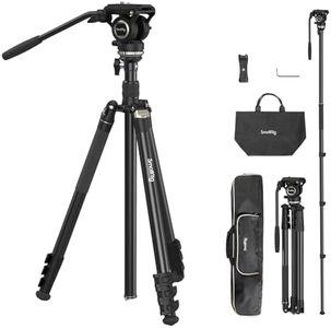 SmallRig Video Tripod CT210, 75" Video Camera Tripod Monopod with +/-15° Leveling Base Fluid Head, Professional Camera Tripod Compatible with Video Camera, DSLR, Camcorder-4475