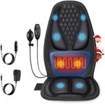 Back Massager with Heat, Massage Seat Cushion with 3D Lumbar Traction, 8 Vibrating Motors Massager Chair Pad for Full Body Pain Relief, and Home Use