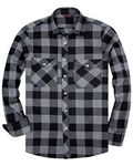 siliteelon Flannel Shirt Men Cotton Country Checked Men's Shirt Grey Regular fit Plaid Shirt Casual Lumberjack Shirt for Men Western Work