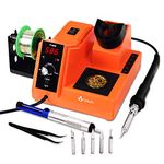 TOAUTO Soldering Station,80W Digital Solder Iron Station Kit with 176°F -896°F Temperature, C/F Func, Auto Standby & Sleep, Temperature Lock,5 Extra Solder Tips, Solder Bracket, Solder Sucker (Orange)