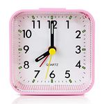 Lamisola Small Battery Operated Analog Alarm Clock, Travel Clock,Quieter Bedside Clocks for Bedrooms Bathroom Shelf Desk,Pink