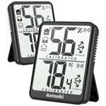 Antonki Digital Hygrometer Indoor Thermometer, Humidity Meter, Room Temperature Thermometer and Humidity Monitor, Humidity Sensor for Baby Nursery, Bedroom, Incubator, Reptile, Plants - 2 Pack