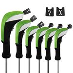 Andux Golf Club Head Covers Set Long Neck (3 Hybrid Covers + 3 Wood Covers) Green