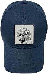 Cowboy Colt | Embossed Removable Western Patch 6 Panel Baseball Hat –%100 Cotton, Adjustable Strapback, Curved Bill, One Size Fits Most Dark Blue