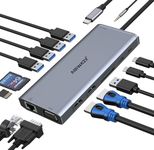 ABIWAZY Usb C Docking Station Dual Monitor For Dell/Hp/Lenovo/Surface Laptop,14 In 1 Triple Display Hub Multiple Adapter,Dongle With 2 Hdmi 4K+Vga+5 Port+100W Pd Charger+Ethernet+Sd/Tf+Audio