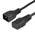 PATIKIL AC Power Cord 3 Prong C20 Male to C19 Female 3.28Ft 250V 10A PDU Extension Cable for Laptop Electronics TV Computer Printer Radio Monitor