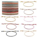 KINBOM 30 Pcs Color Woven Wrap Friendship Bracelets Multi-Color Adjustable Handmade Braided Rope Friendship Bracelets with Copper Beads for Women Teens Girls Friends Birthday Party Gifts