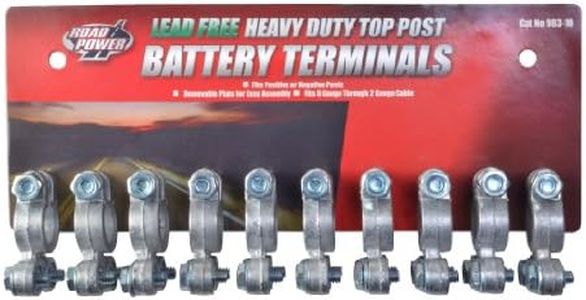 Road Power 903-10 Top Post Battery Terminal; 10-Pack; Chrome; 6 and 12-Volt