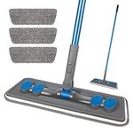 Microfibre Floor Mop for Cleaning Floors - FORSPEEDER Flat Floor Mop for Laminate Wooden Hard Floor Vinyl Tile, Dust Wet Dry Mop for Kitchen Bathroom Wall Cleaning with 3 Washable Chenille Pads