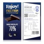 Enjoy! Delicious Vegan Chocolate | 3 X Indulgent DARK Solid Bars | Vegan, Dairy & Gluten Free, 70% Dark Chocolate | 70g per bar